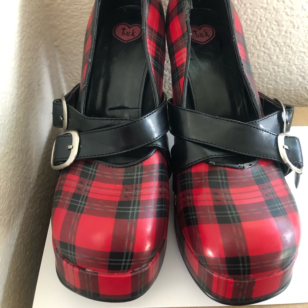 TUK Plaid High Heel Platforms
